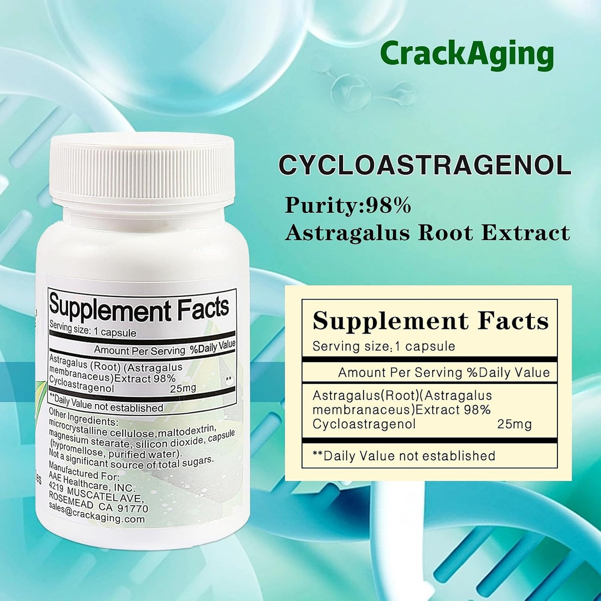 Crackaging Super-Absorption Cycloastragenol 98% 25mg, 60 Capsules - görsel 4