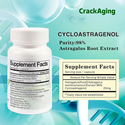 Crackaging Super-Absorption Cycloastragenol 98% 25mg, 60 Capsules