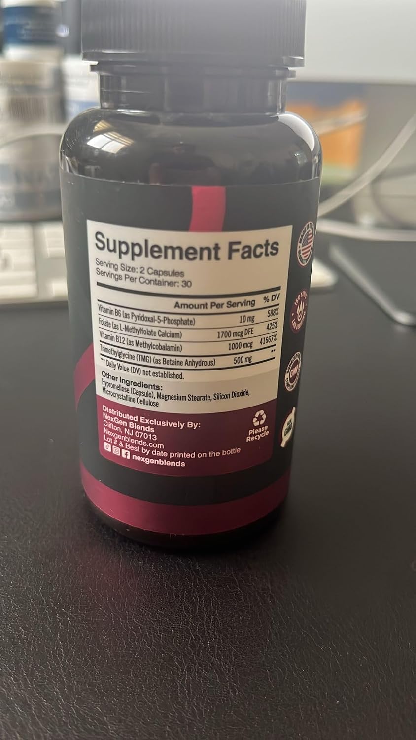 TMG Trimethylglycine Supplement with Methyl B Complex - 500mg Betaine TMG with Methylated B Vitamins for Homocysteine Support - Vegan & Non-GMO (1 Month Supply) - görsel 8