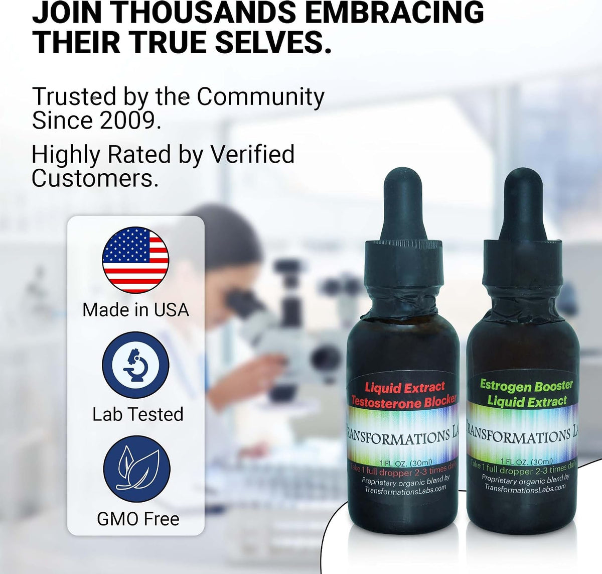 Transformations Labs MTF E-Booster & T-Blocker Liquid Extracts – Transitioning Transgender Kit Twin Pack - görsel 8
