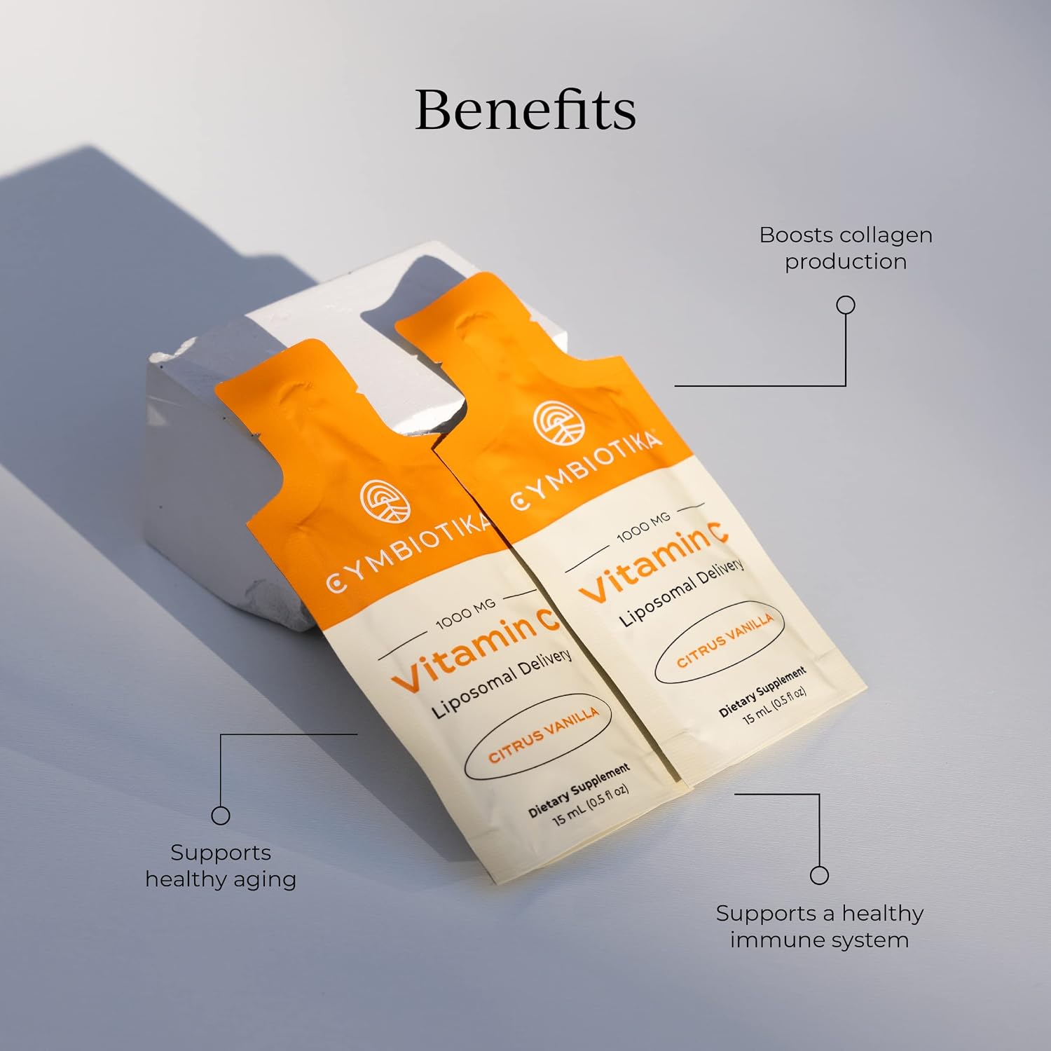 Cymbiotika Liposomal Vitamin C Packets – Citrus Vanilla – Immune System Support & Collagen Formation – 30 Packets - görsel 2