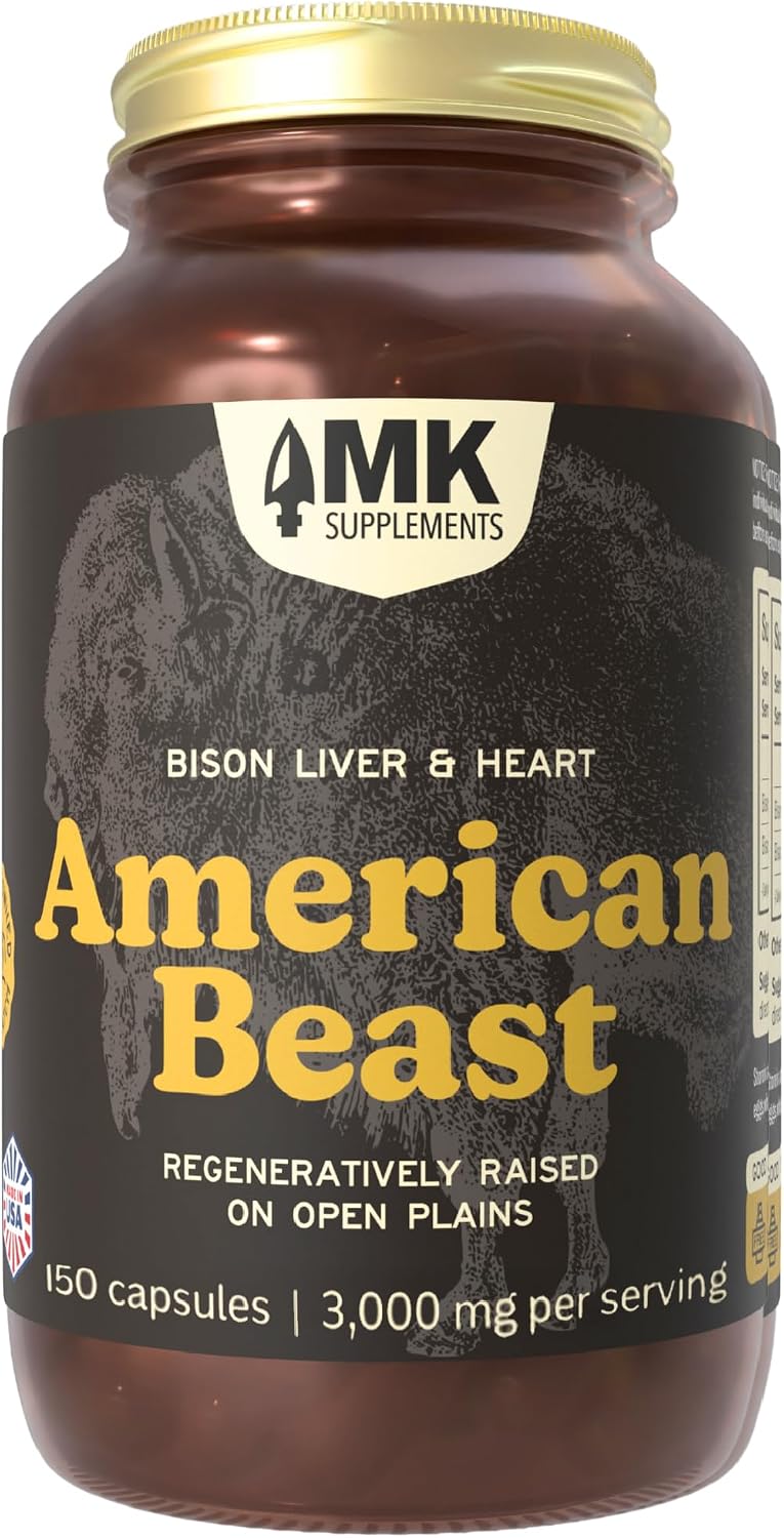 MK Supplements American Beast - Bison Liver & Heart Capsules (150 Capsules) - görsel 1