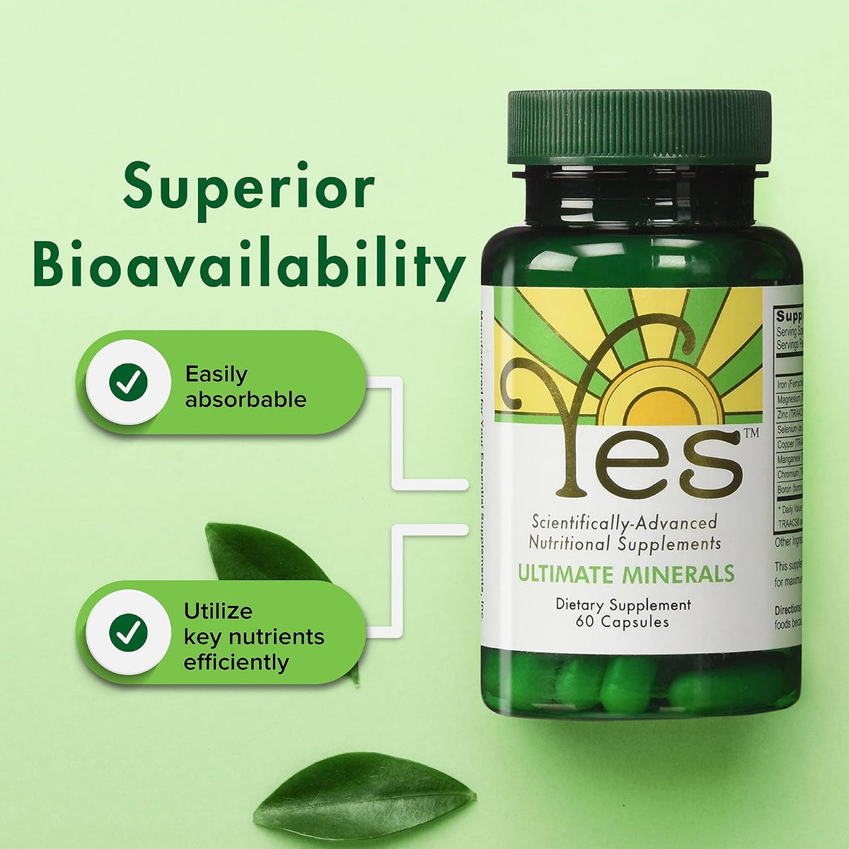 YES Chelated Magnesium and Zinc Multimineral (TRAACS) – 60 Vegan Capsules - görsel 4