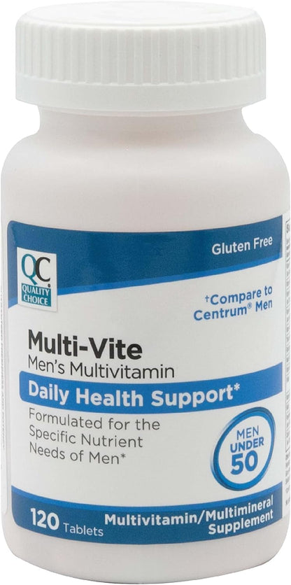 Quality Choice Men's Multi-Vite Multivitamin Tablets for Men Under 50, 120 Tablets