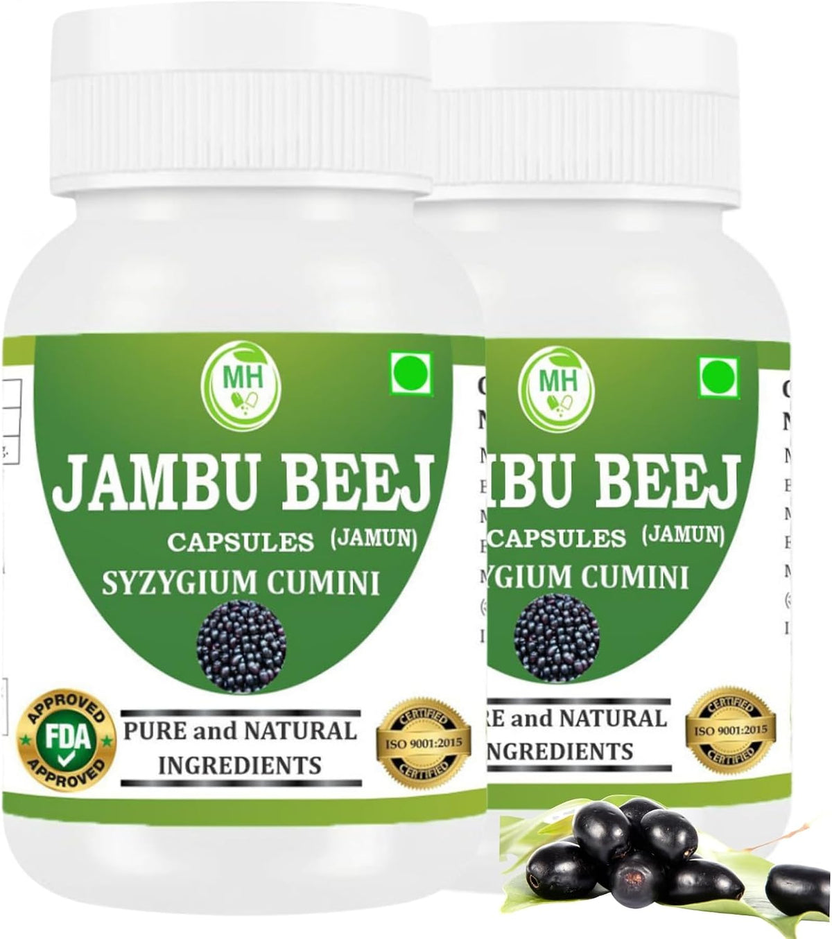 Morsan's Jambu Beej Capsules, Pack of 2 x 60 x 500 mg, Vegetarian Capsules, Pure and Natural - görsel 1