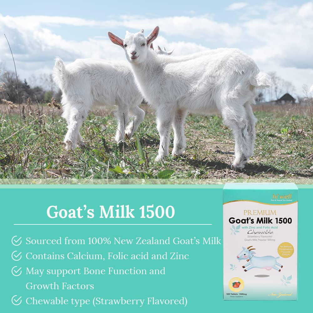 Hi Well Premium Goat's Milk 1500 – 300 Chewable Tablets, Strawberry (Pack of 2) - görsel 3