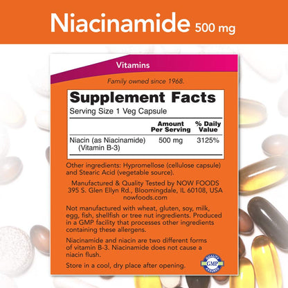 NOW Foods Niacinamide 500mg, 100 Capsules
