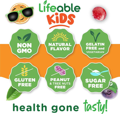 Lifeable Sugar Free Vitamin D for Kids 1000 IU - Great Tasting Natural Flavour Gummy Supplement - Gluten-Free Vegetarian Chewable - for Strong and Healthy Bones, for Children, Teen, Toddler, 90 Gummies