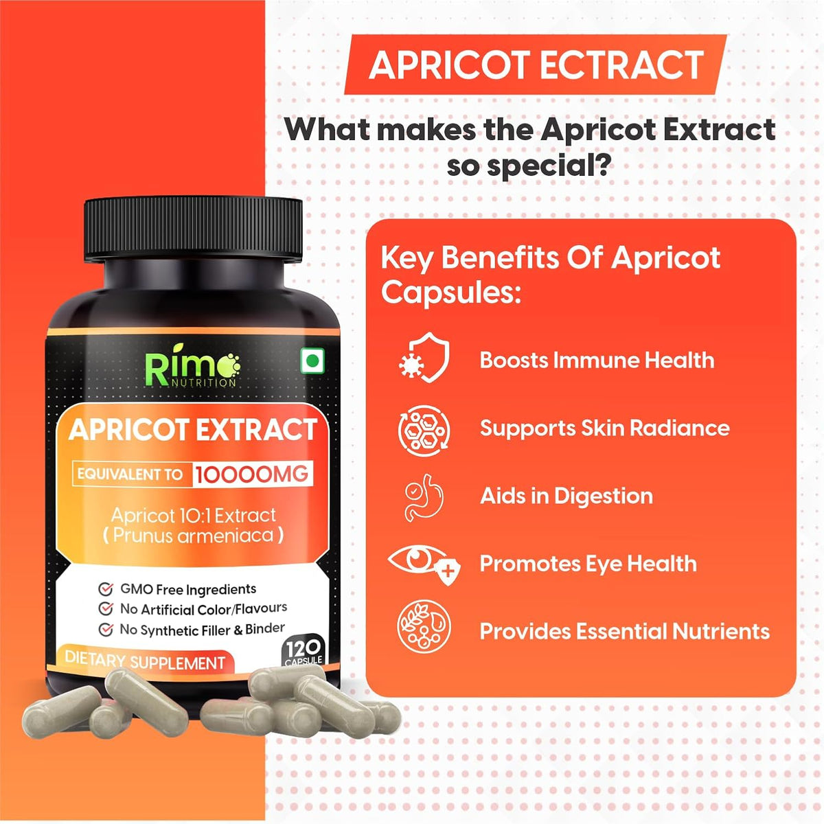 Rimo Nutrition Apricot Capsules – 120 Capsules - görsel 5