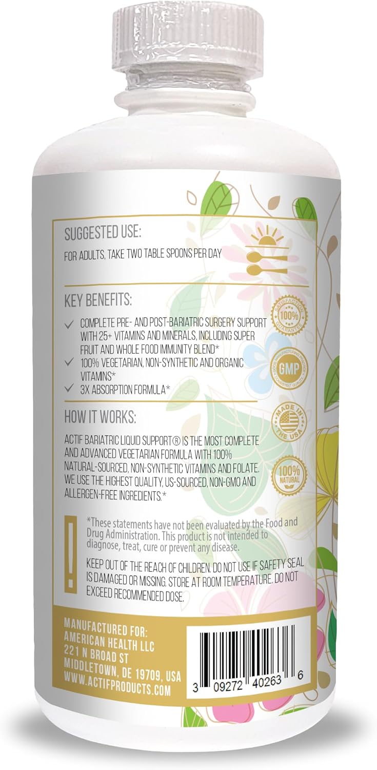 Actif Organic Bariatric Liquid Support – Advanced Formula with 25+ Organic Vitamins & Minerals, Non-GM, 946 ml - görsel 2