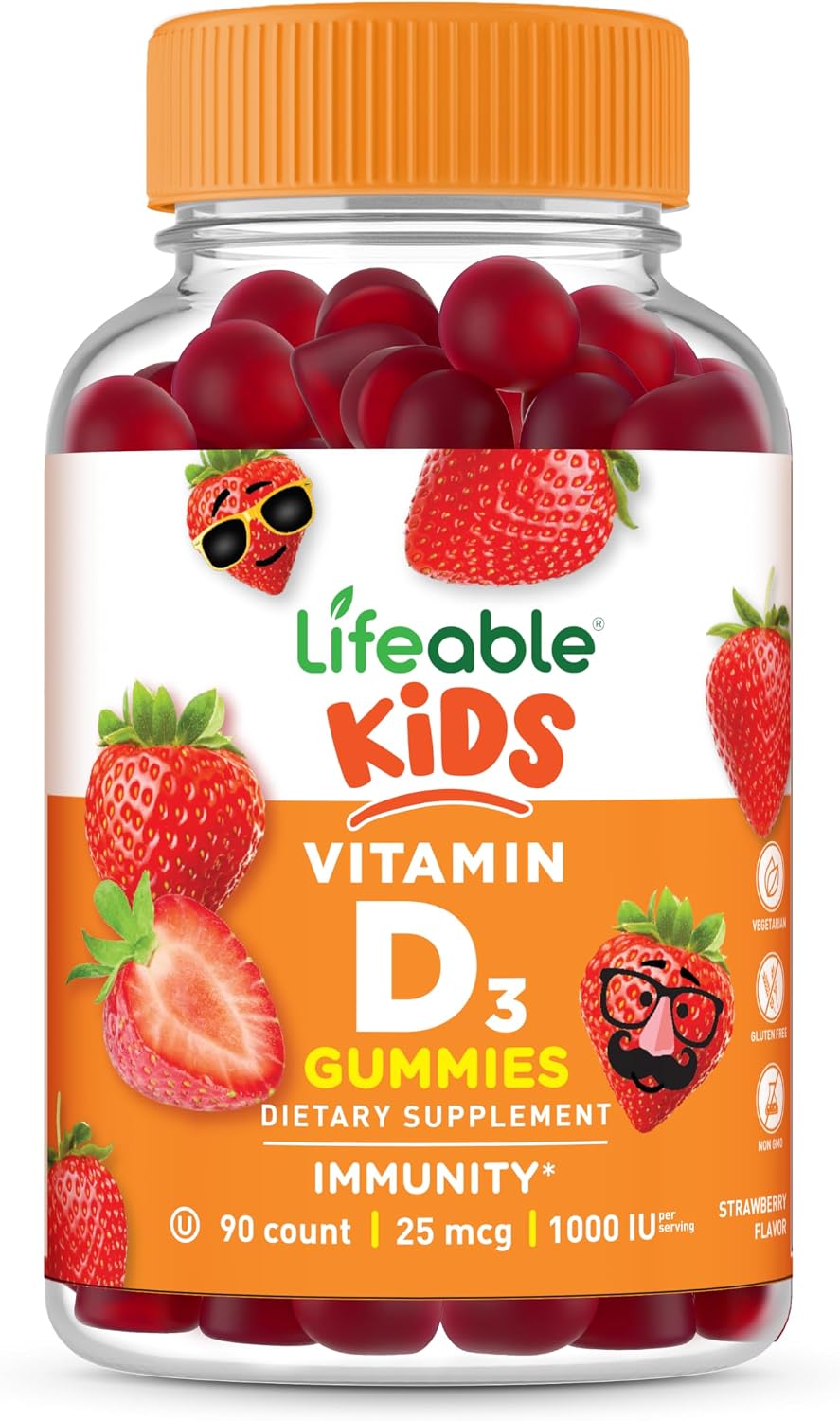 Lifeable Children's Vitamin D Gummies - Vitamin D3 1000 IU for Bone Health and Immune Support - 90 Gummies - görsel 1