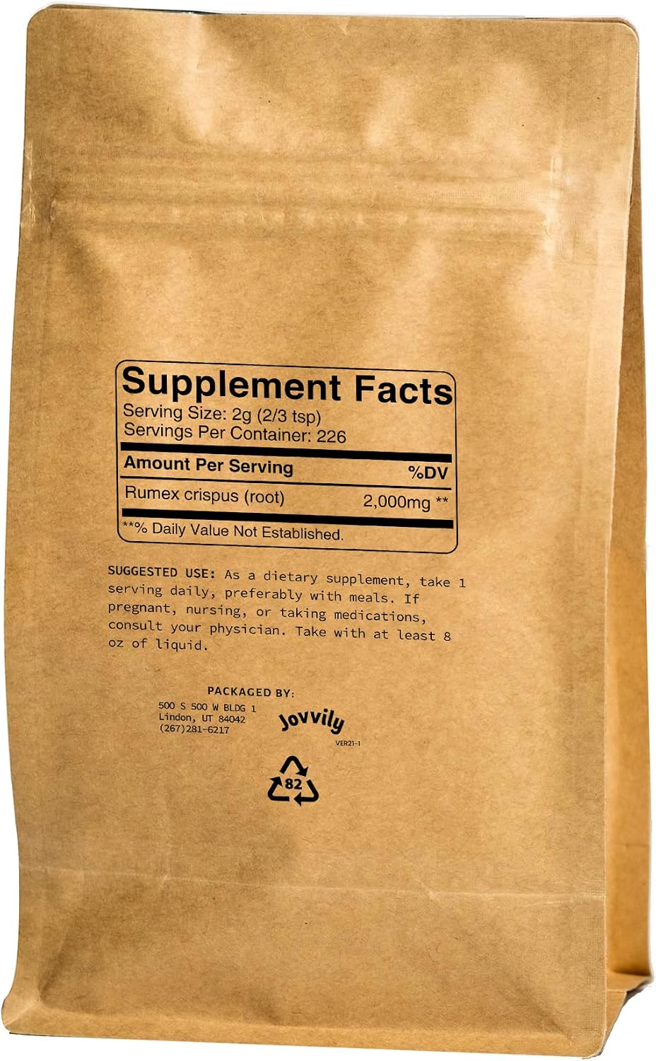 Jovvily Yellow Dock Root - 454g - Natural Supplement - Gluten-Free - Third-Party Tested - görsel 2