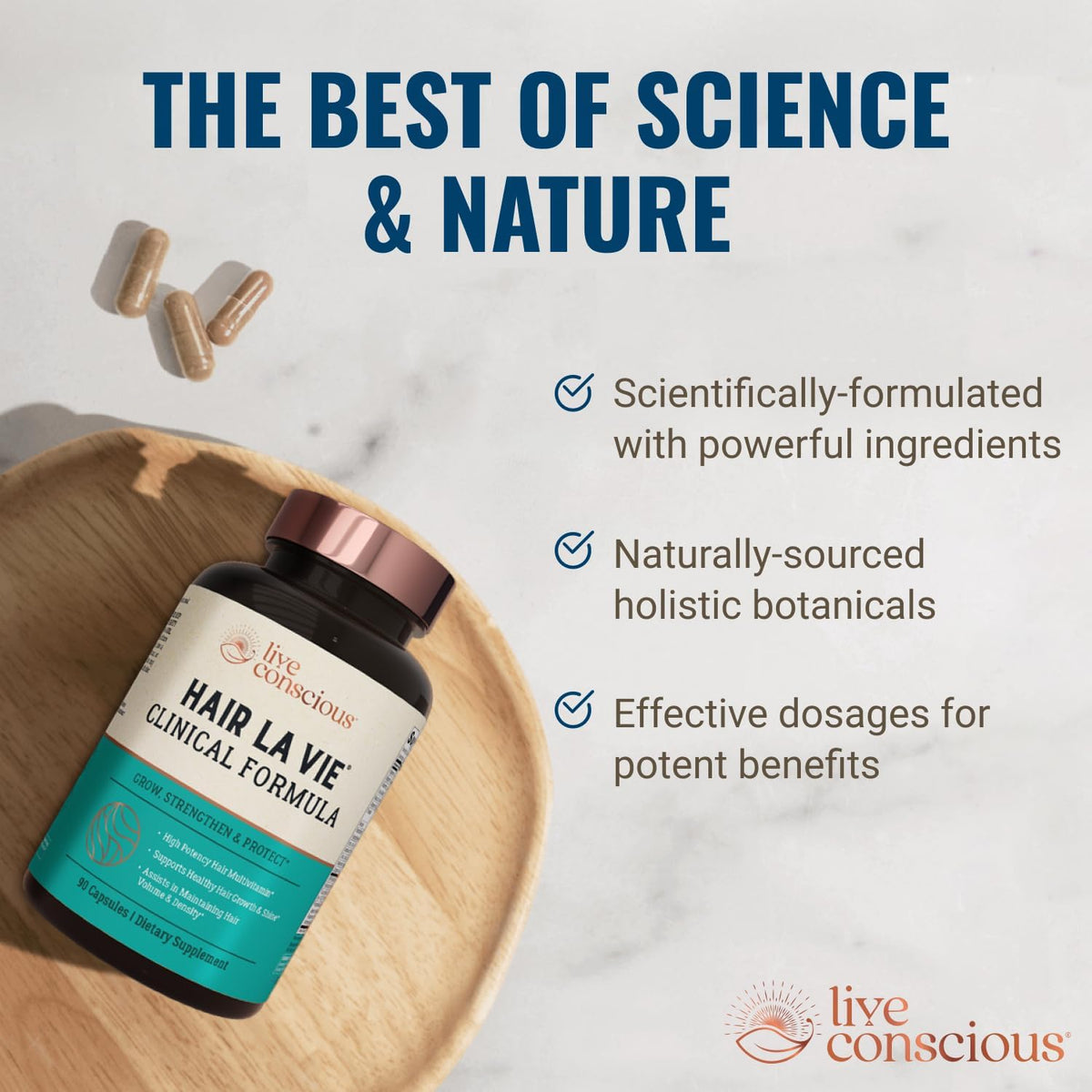 Hair La Vie Live Conscious Clinical Formula Hair Supplements with Biotin and Saw Palmetto - For Healthy Hair and General Wellbeing (Pack of 2) - görsel 8