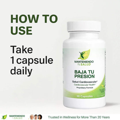Baja Tu Presion Hawthorn Extract, Herbal Supplement, Garlic Extract, 90 Capsules