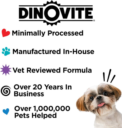 Dinovite Probiotics for Dogs, Probiotic Powder Food Topper for Small Dogs (0.5-8 kg), Daily Digestive Health & Skin Support with Omega-3s, 30 Servings