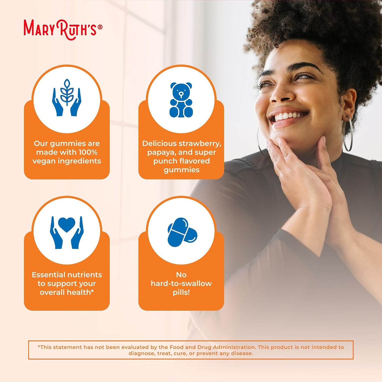 MaryRuth's Organics Multivitamin for Women and Men | Sugar Free | Adult Multimineral Gummy with Vitamin C, D, E, B Vitamins, Biotin, Zinc | Vegan | Non-GMO | Gluten-free | 60 Gummies - görsel 6