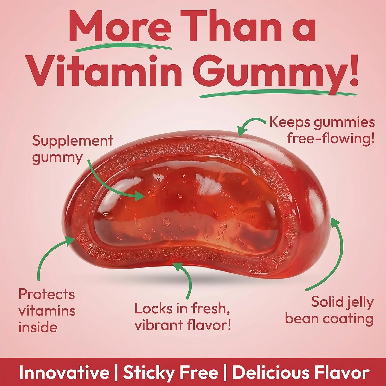 Human Beanz Biotin Jelly Bean Gummy Vitamins, Extra Strength 5000mcg for Hair, Skin & Nails, 120 Strawberry Blast Jelly Beans - görsel 3