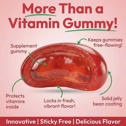 Human Beanz Biotin Jelly Bean Gummy Vitamins, Extra Strength 5000mcg for Hair, Skin & Nails, 120 Strawberry Blast Jelly Beans
