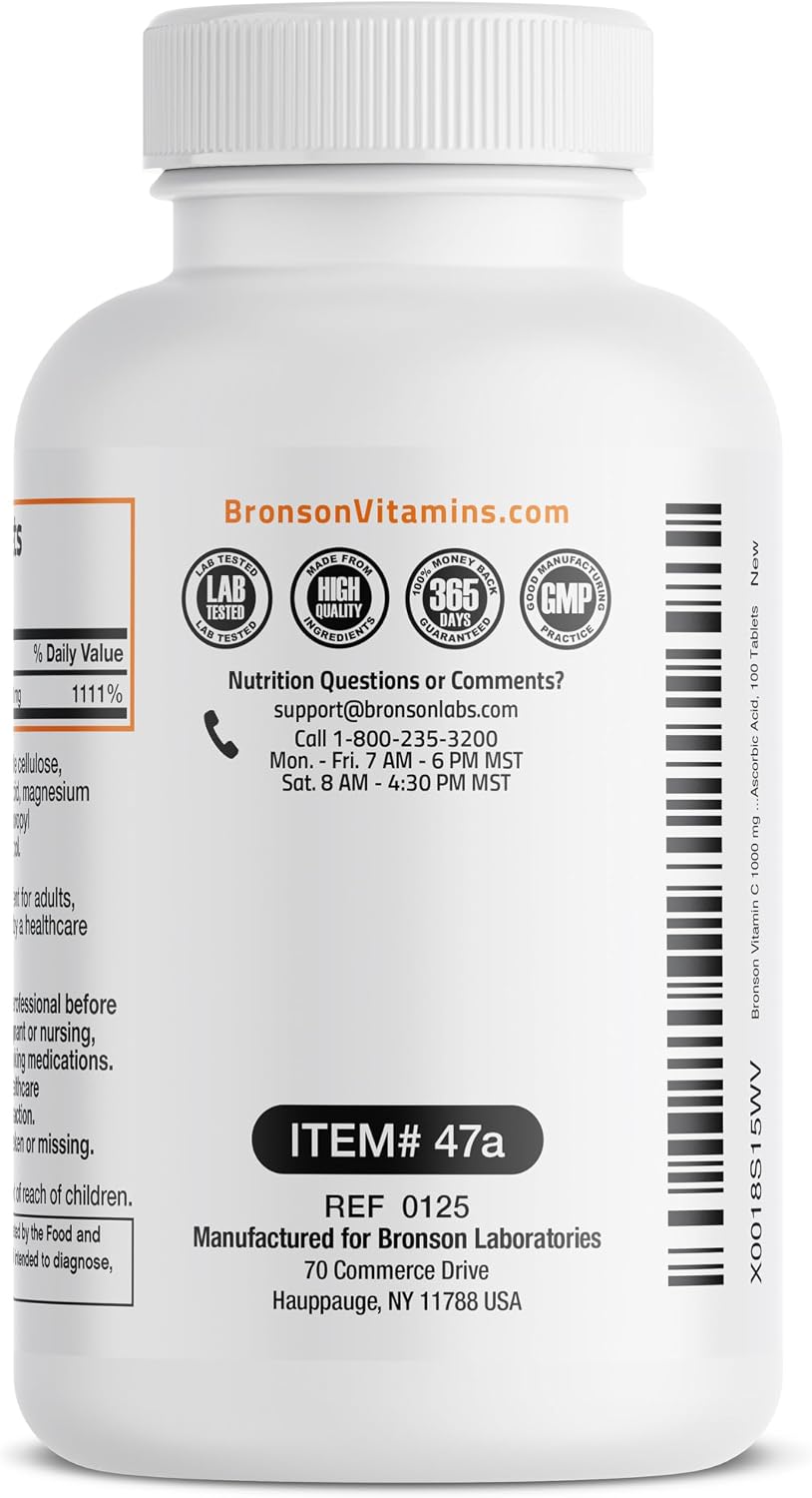 Bronson Vitamin C 1000mg Premium Non-GMO Ascorbic Acid Tablets - görsel 8