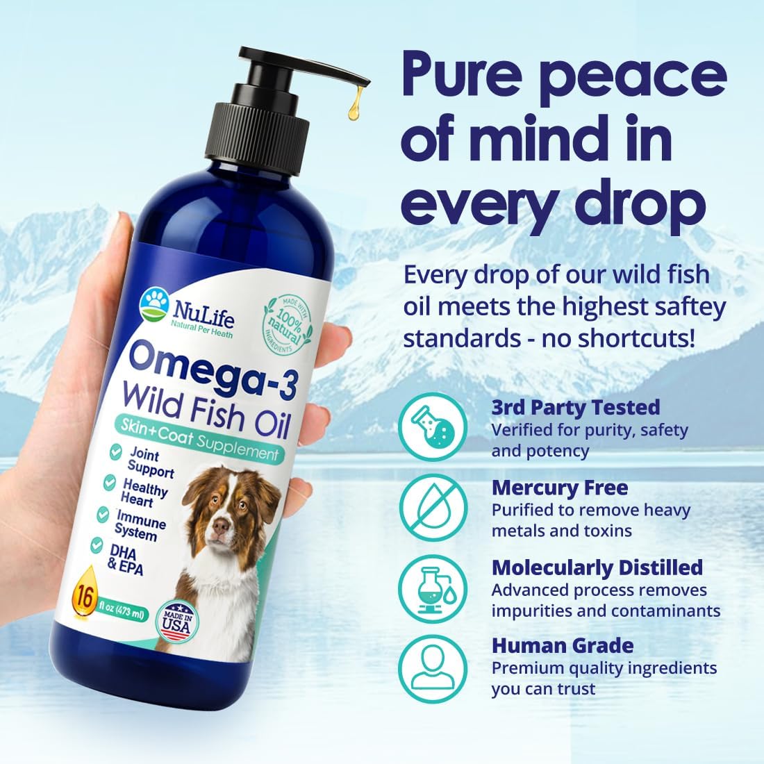 Liquid Fish Oil for Dogs with Omega 3, 6 & 9 – Wild Caught from Iceland – Skin & Coat Supplement – 473 ml - görsel 5