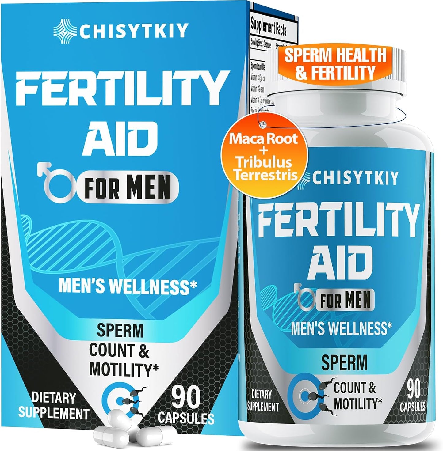 Male Fertility Supplements – Advanced Formula with Maca Root, Tribulus Terrestris, Zinc, CoQ10 (90 Caps) - görsel 1