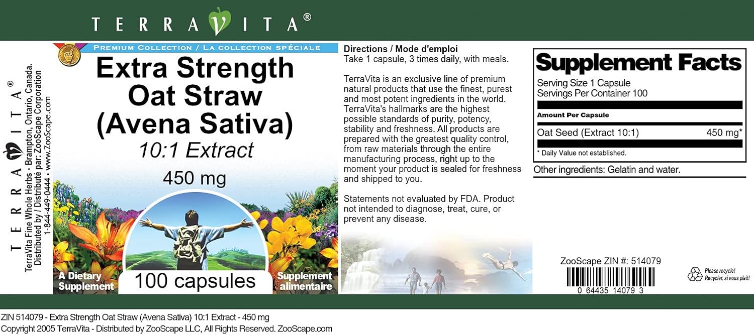 Extra Strength Oat Straw (Avena Sativa) 10:1 Extract - 450 mg, 100 Capsules - görsel 4