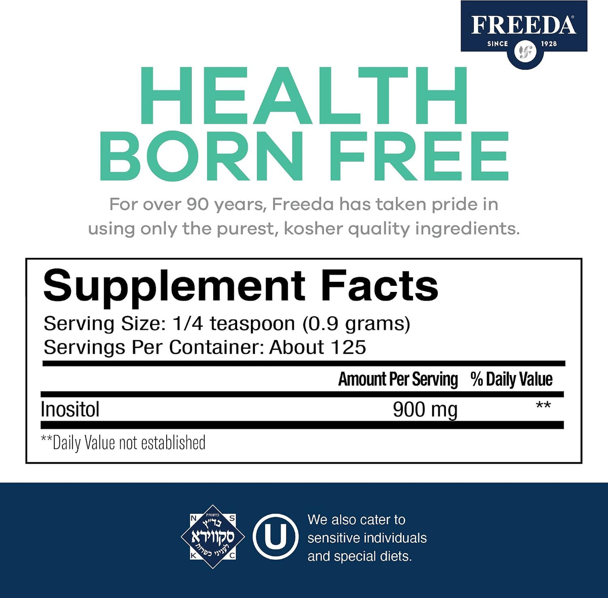 FREEDA Pure Myo-Inositol Powder – Unflavoured Single-Ingredient Inositol – 900 mg per Serving – 4 oz (113 g) - görsel 3
