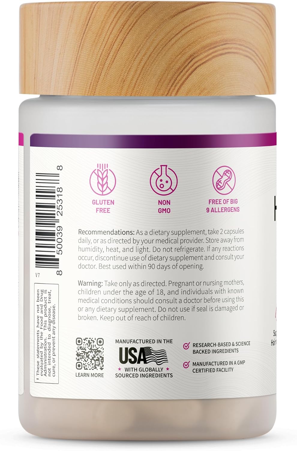 Snap Supplements Hair, Skin and Nails Vitamins with Biotin, Collagen, Kelp & Bamboo, 60 Capsules - görsel 9