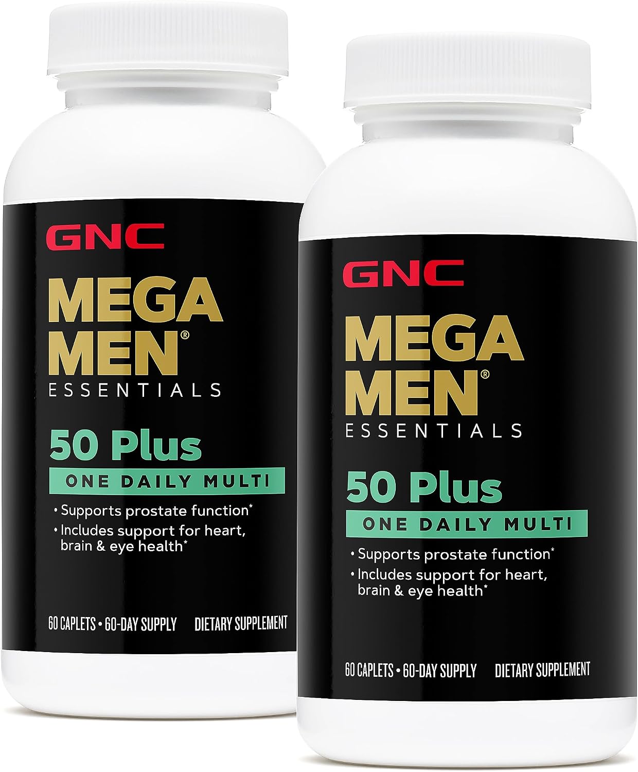 GNC Mega Men 50 Plus One Daily Multivitamin, Twin Pack, 60 Caplets per Bottle - görsel 1