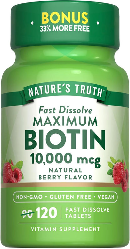 Nature's Truth Biotin 10,000mcg High Strength Fast Dissolve Tablets