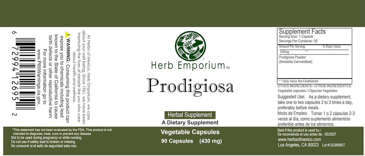 Herb Emporium Prodigiosa Organic Vegetable Capsules – 90 Count, 430mg - görsel 3