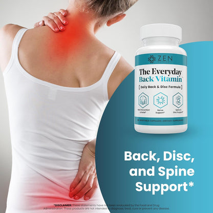 Zen Nutrients The Everyday Back Vitamin - Back, Disc and Nerve Support Food Supplement with Alpha Lipoic Acid, Turmeric & Glucosamine (60 Capsules)