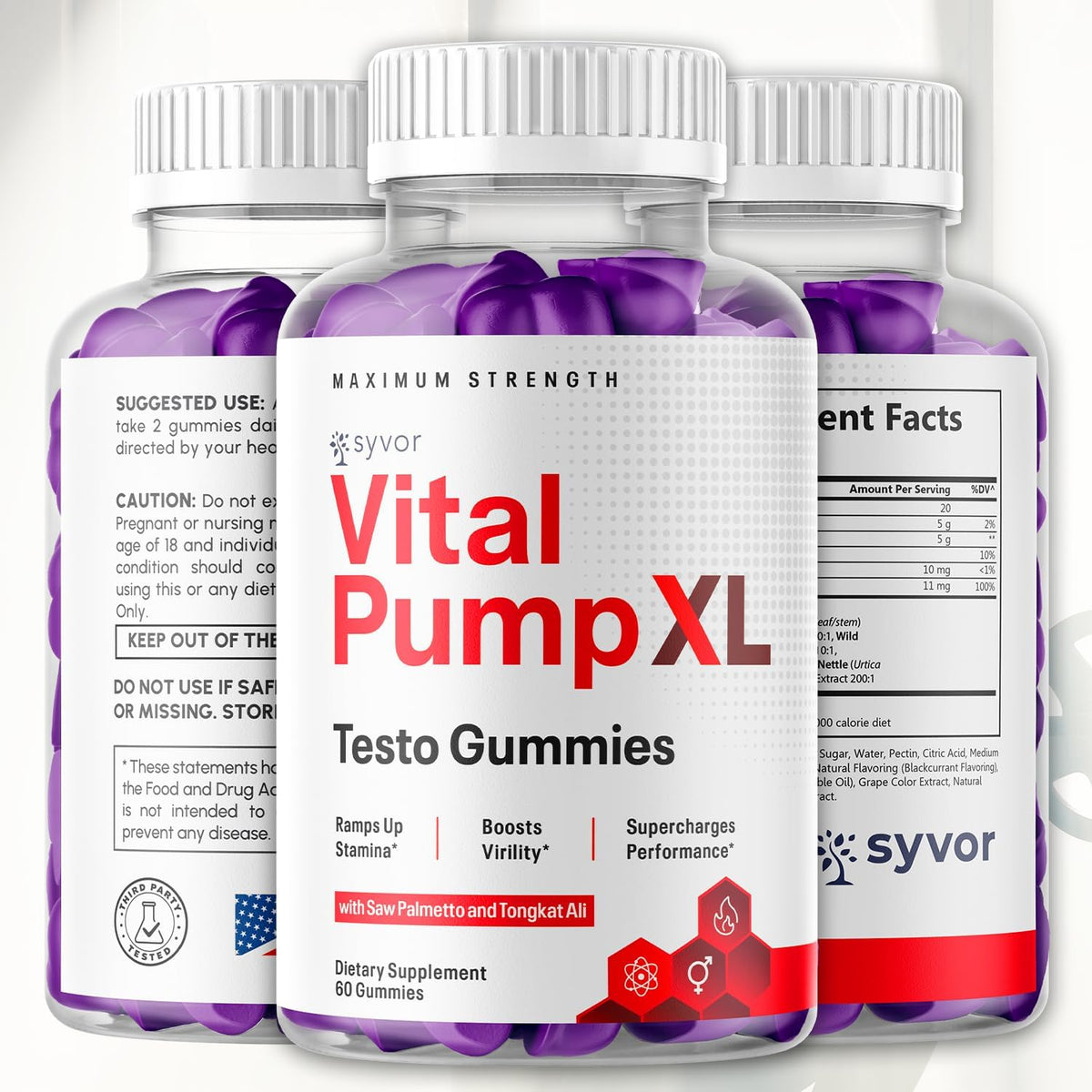 Vital Pump XL Testo Gummies, Official Vital Pump XL Male Performance Gummys with All Natural Ingredients, Advanced Supplement with Maximum Strength Vitamins for Your Active Lifestyle (60 Gummies) - görsel 2