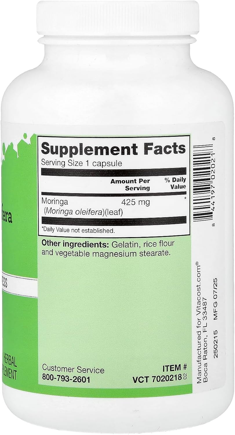 Vitacost Moringa Oleifera, 425 mg, 240 Capsules - görsel 2