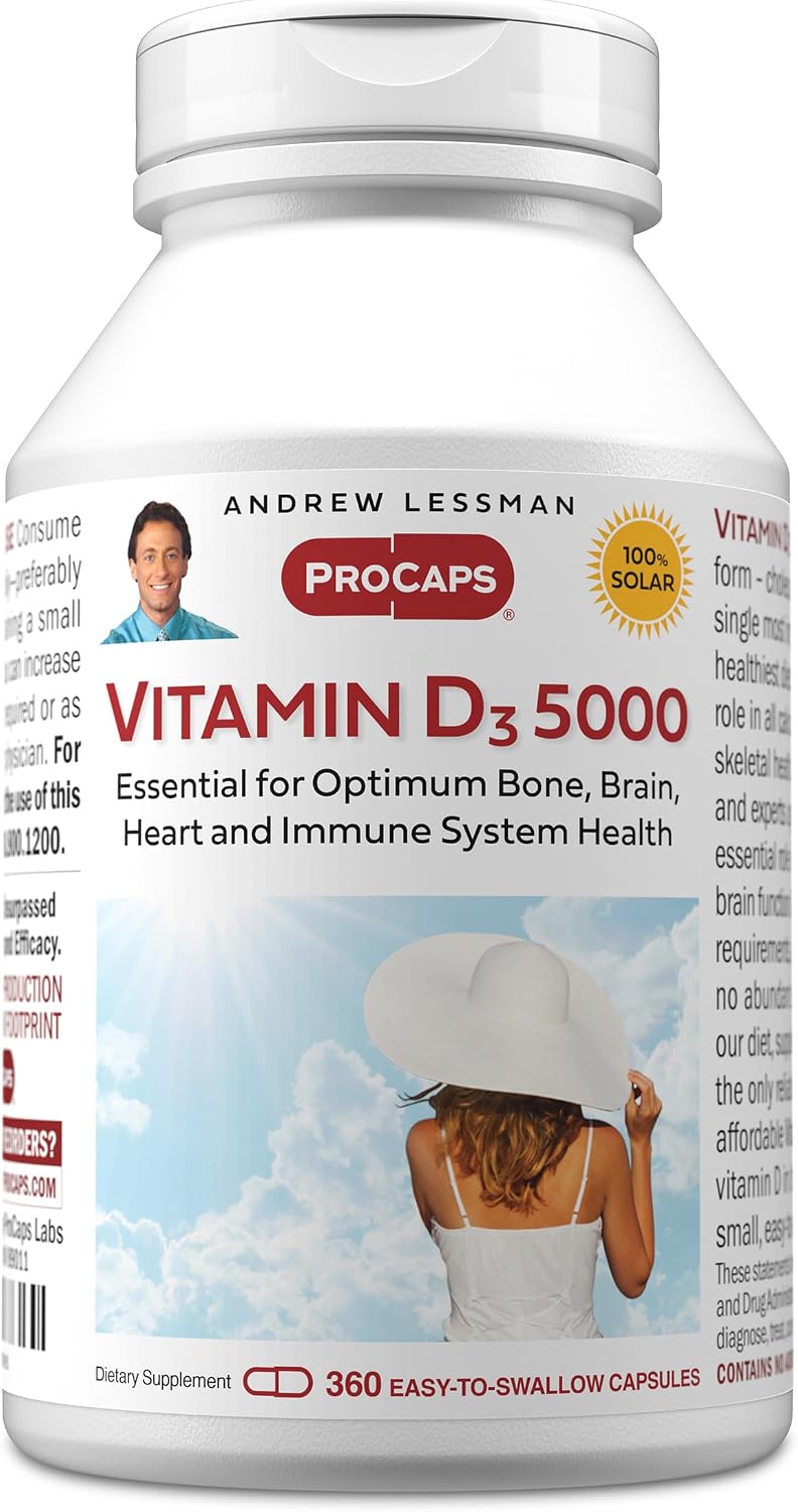 ANDREW LESSMAN Vitamin D3 5000 IU 180 Capsules – High Potency, Supports Calcium Absorption, Bone Health & Immune Function - görsel 8