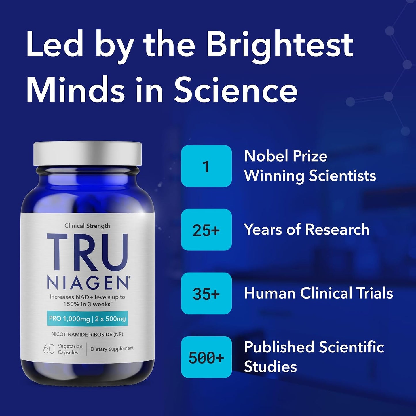 TRU NIAGEN Patented NAD+ Supplement | Nicotinamide Riboside (NR) | 30-1000mg Servings (2x500mg, Take 2 Daily) - görsel 4