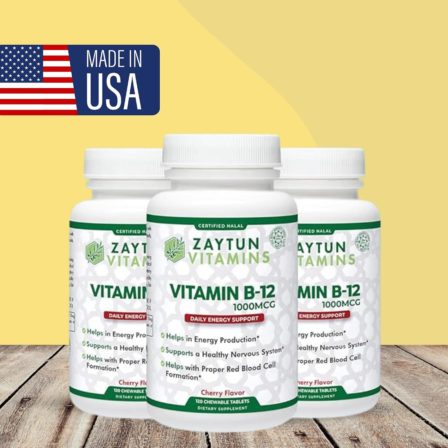 Zaytun Halal Vitamin B12 1000mcg Chewable Tablets - Vegan, Dairy-Free, 4-Month Supply - görsel 7
