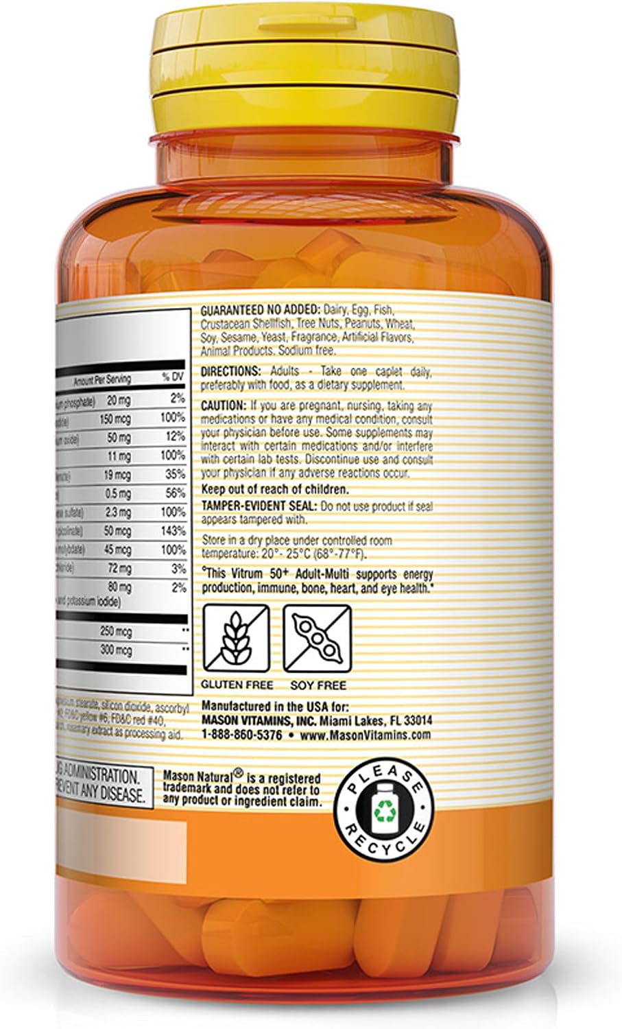 MASON NATURAL Vitrum 50+ Adult-Multi, Iron Free - 100 Tablets - görsel 3