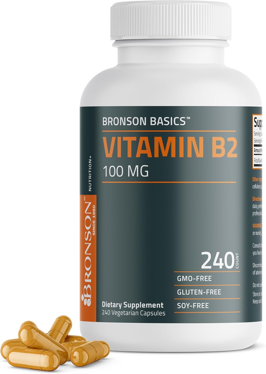 Bronson Vitamin B2 (Riboflavin) 100mg, 120 Vegetarian Capsules - görsel 9