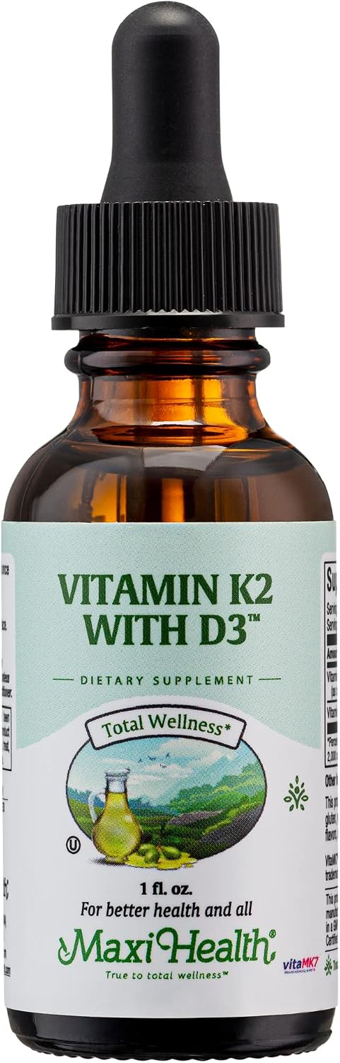Maxi Health Liquid Vitamin D3 with K2 Drops - Vitamin K2 MK-7 and Vitamin D3 Supplement, 30 ml - görsel 1