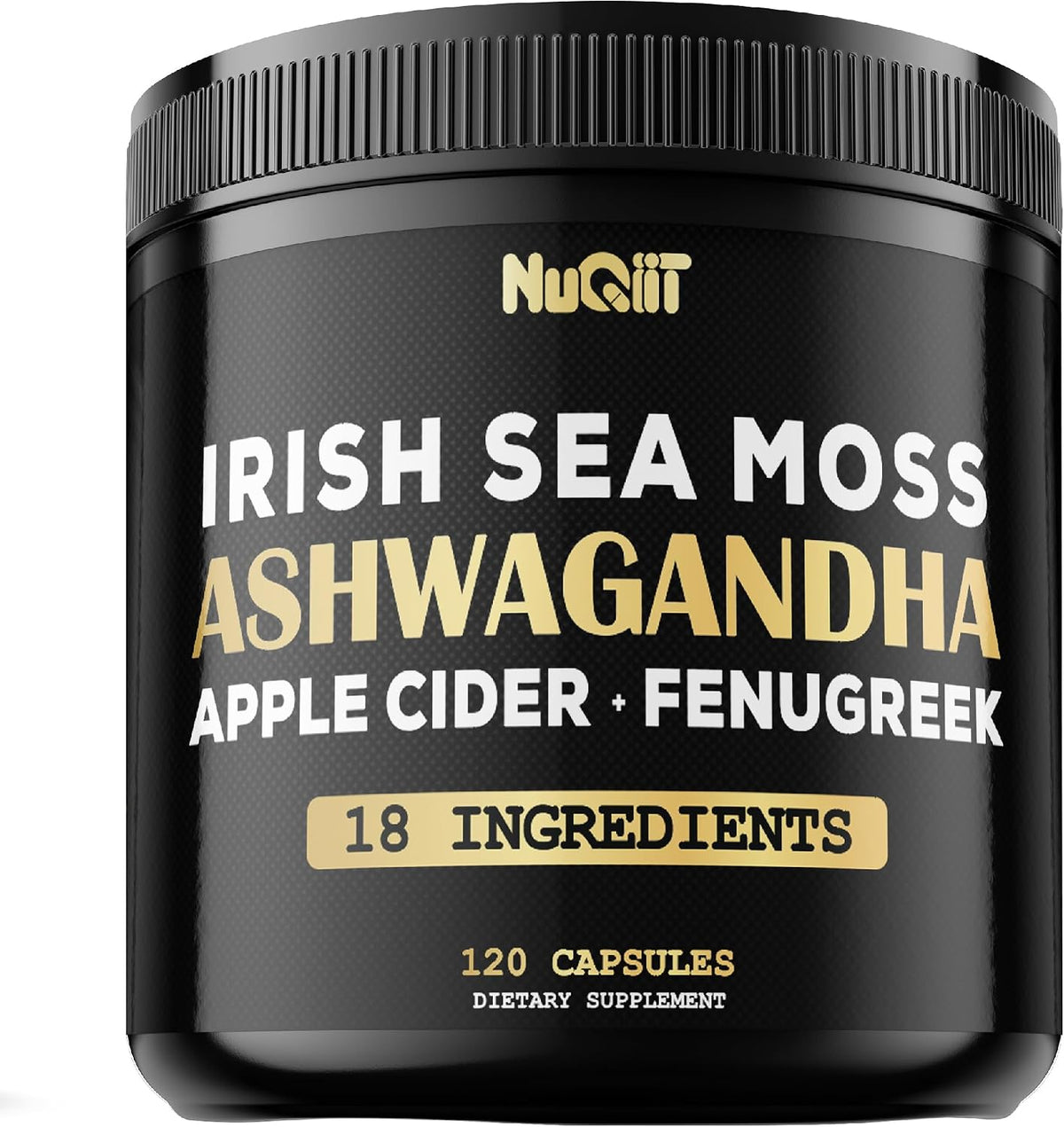 NUQIIT Organic Ashwagandha Capsules with Irish Sea Moss Apple Cider Vinegar & More - 120 Vegan Capsules - görsel 1
