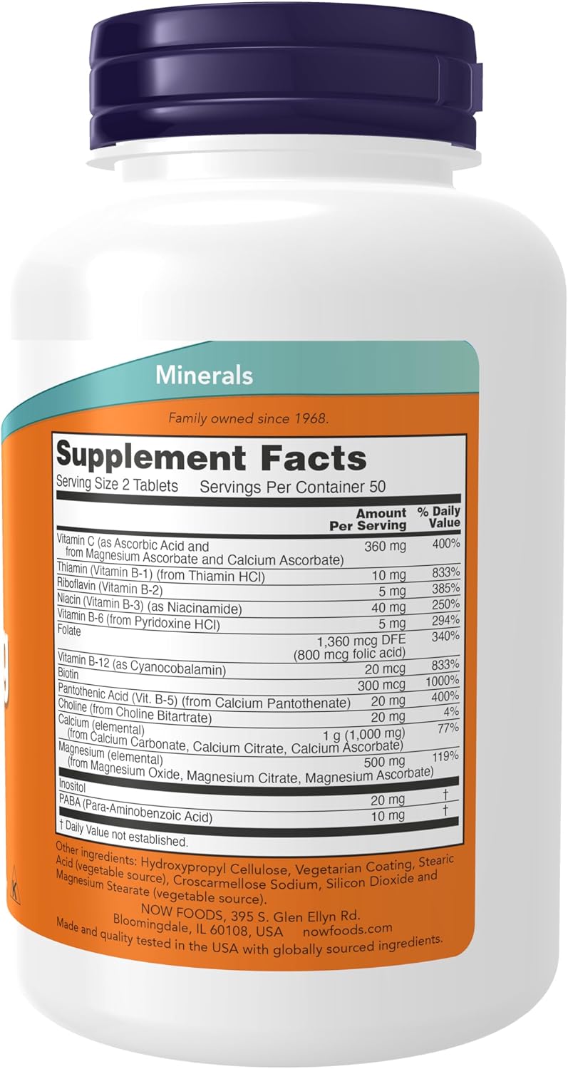 NOW Foods Cal-Mag Stress Formula with B-Complex and Vitamin C, 100 Tablets - görsel 2