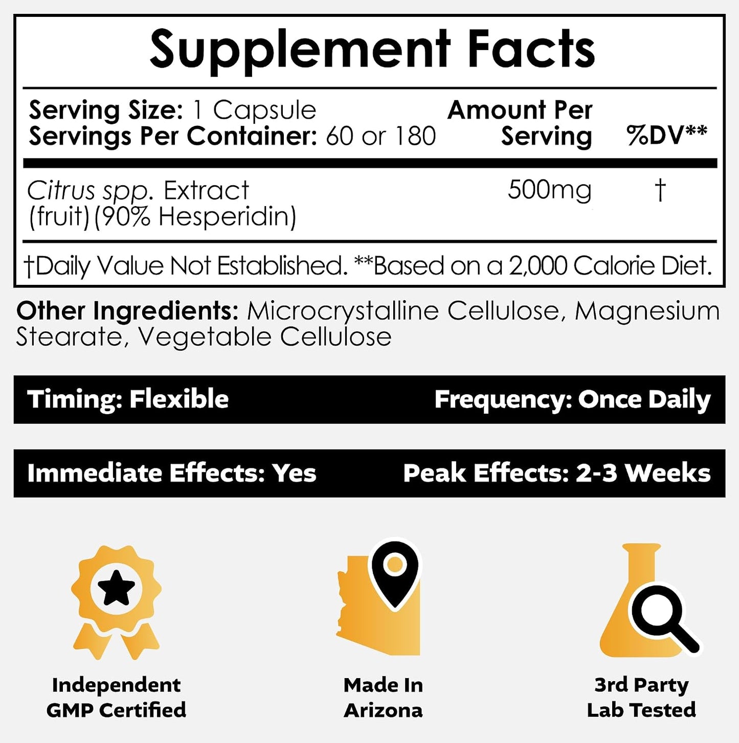 Nootropics Depot Hesperidin Capsules 500mg – 90% Citrus Extract - görsel 2