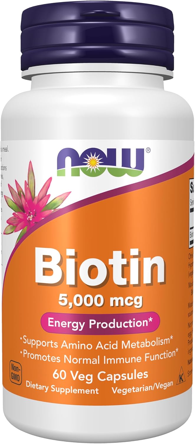 NOW Foods Biotin 5,000 mcg - 60 Veg Capsules - görsel 1