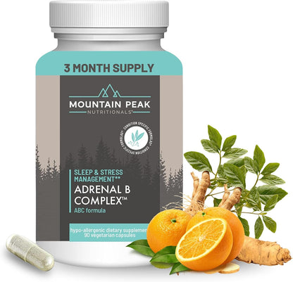 Mountain Peak Adrenal B Complex – Stress Support with Ashwagandha, B6, B12 and C – Stress and Nervous System Support – 90 Vegetarian Capsules