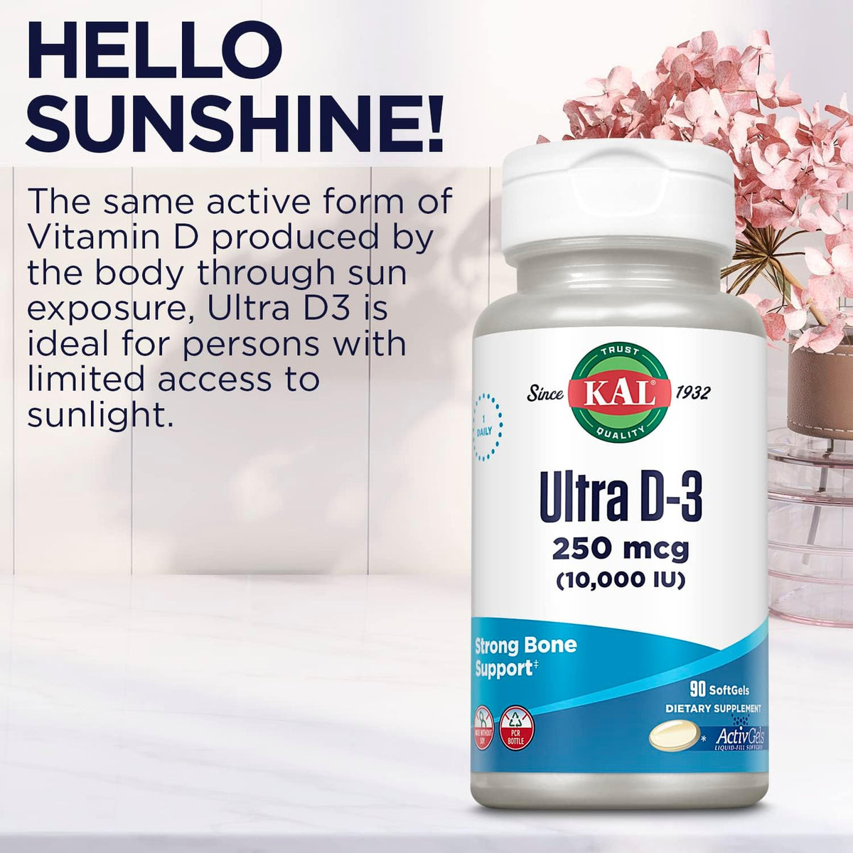 KAL Ultra Vitamin D3 10,000 IU (250 mcg) - 90 Softgels - görsel 6
