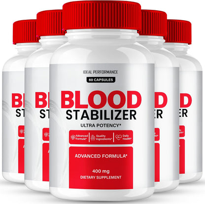 Blood Stabilizer Advanced Blood Formula Capsules, Official Blood Stabiliser Supplement Pills - Maximum Strength, All Natural Healthy Circulation & Stable Levels, BloodStabiliser Reviews (5 Pack)