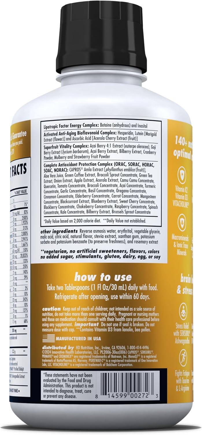 HEALTH DIRECT Nature's Optimal Nutrition Energise Liquid Multivitamin Superfood – Peach Mango, 30 Servings - görsel 6