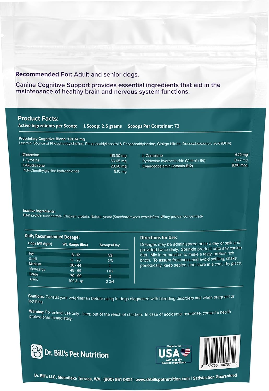 Dr. Bill’s Canine Cognitive Support Supplement for Adult, Senior & Elderly Dogs - görsel 9