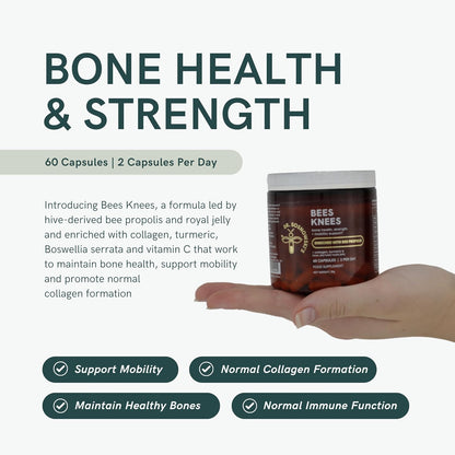 Dr Sosnowski's Bees Knees Bone Health – Ultimate Support for Inflammation Relief with Collagen, Vitamin C, Turmeric and Bee Propolis, Vegetable Capsules, 60ct